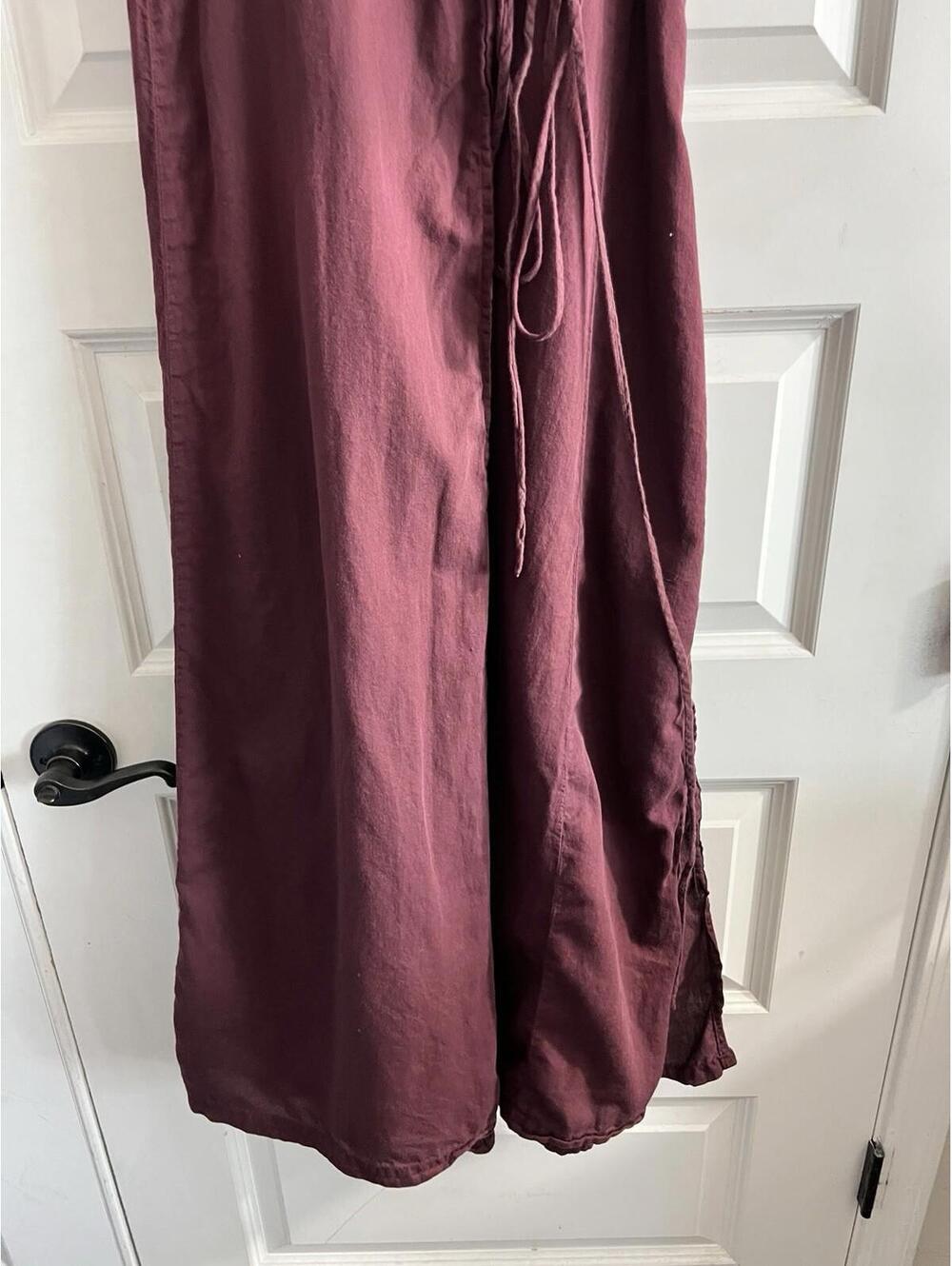 Outerknown Luna Wrap Dress In Plum Women Sz M Organic Cotton Midi Boho - Picture 4 of 9